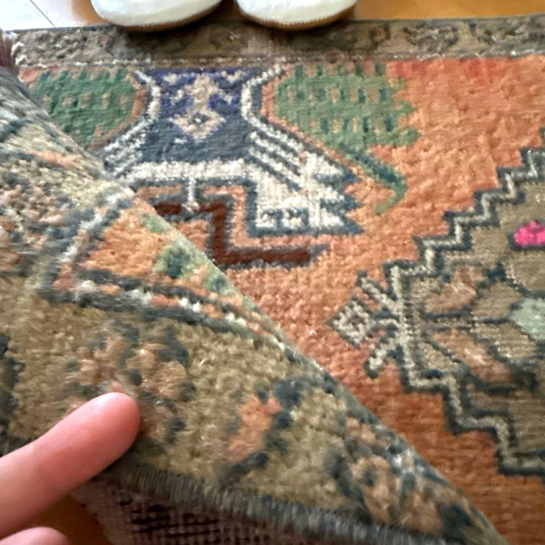 49.5×98 オレンジグラデーション　メダリオン　トルコヴィンテージラグ