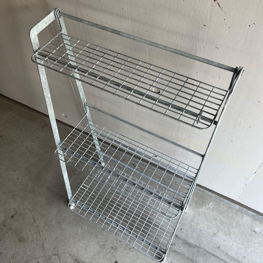 無印★溶融亜鉛ガーデンシェルフ・３段折りたたみ式