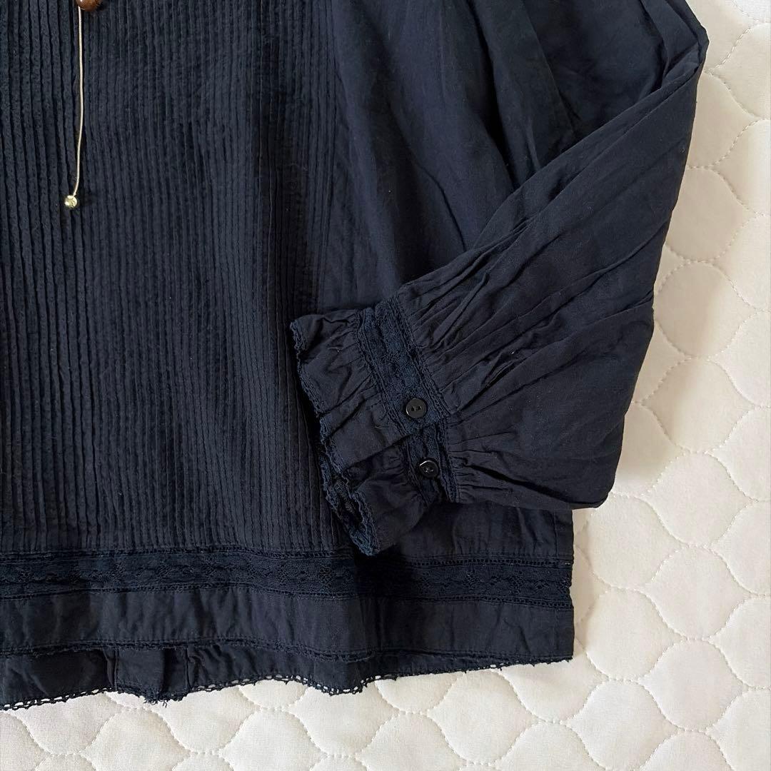 【24SS】BEARDSLEY リバーレースヨークブラウス　ブラック