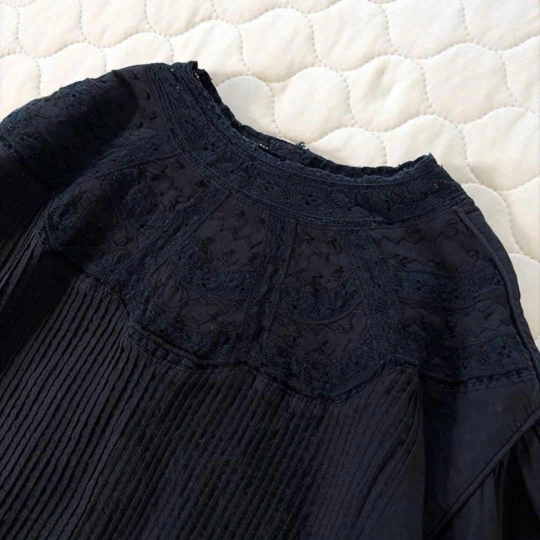 【24SS】BEARDSLEY リバーレースヨークブラウス　ブラック