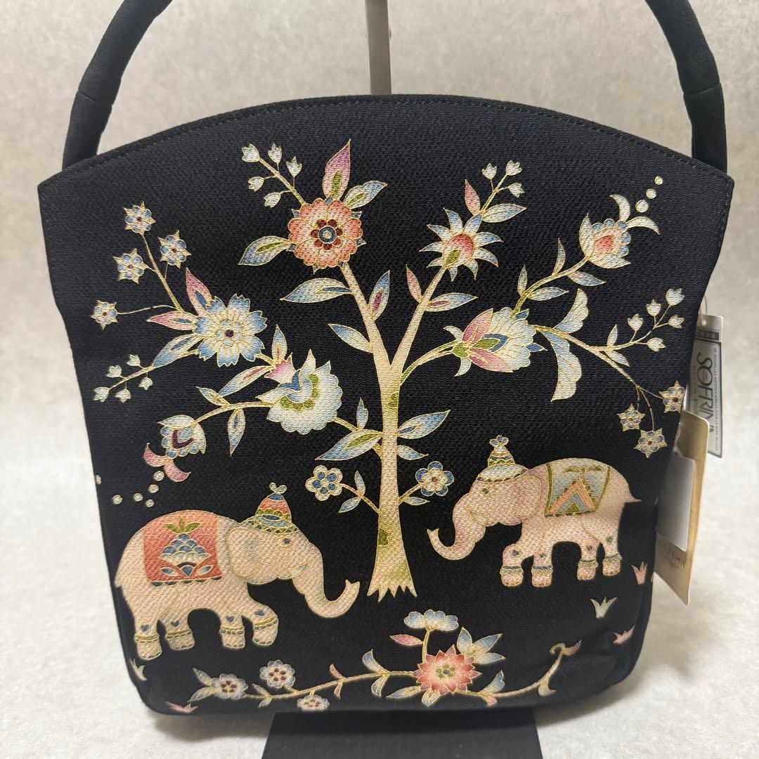 【新品未使用】希少　京都岡重　OKAJIMA 岡島和装バッグ　象　京友禅　シルク