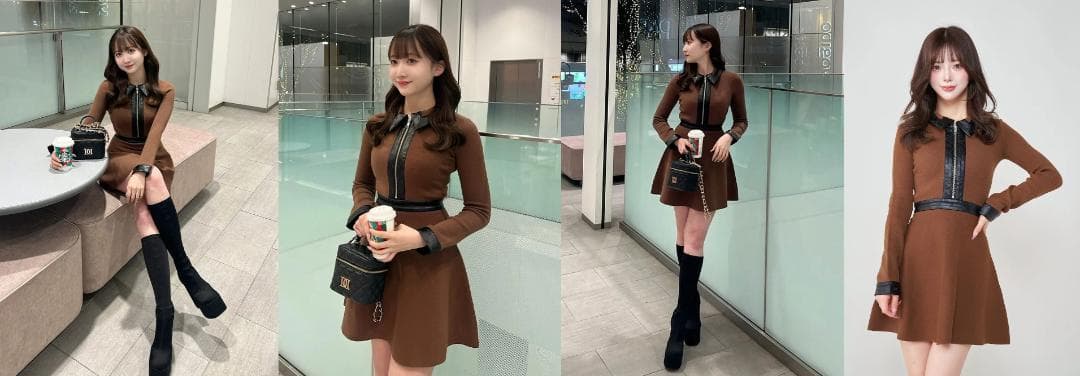 ダーリッチ darich ロゴレザーフレアミニワンピース BLK ブラック FL