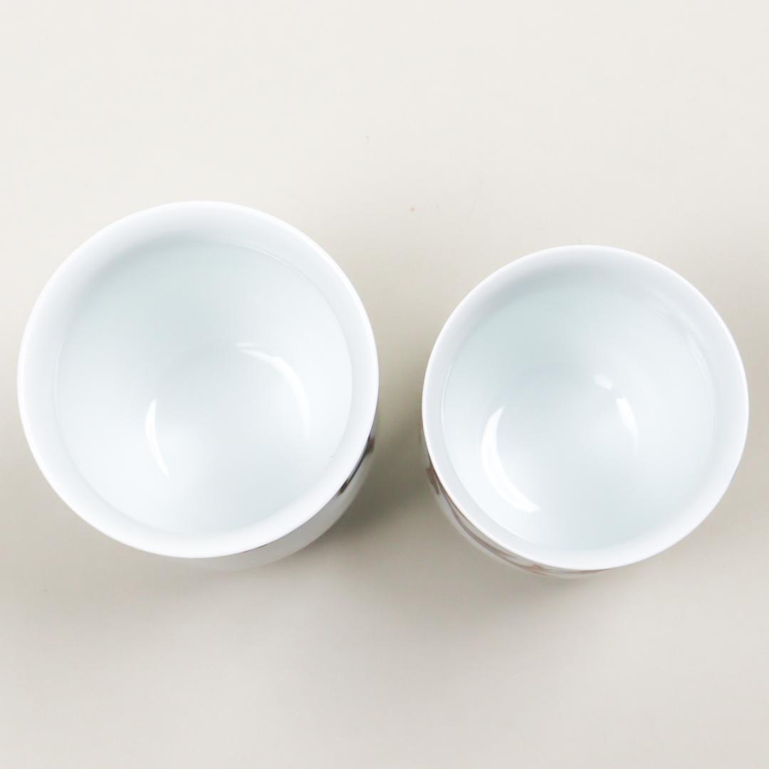 香蘭社 磁藝工房謹製 染錦模様 組湯呑 蓋付 箱付き 未使用