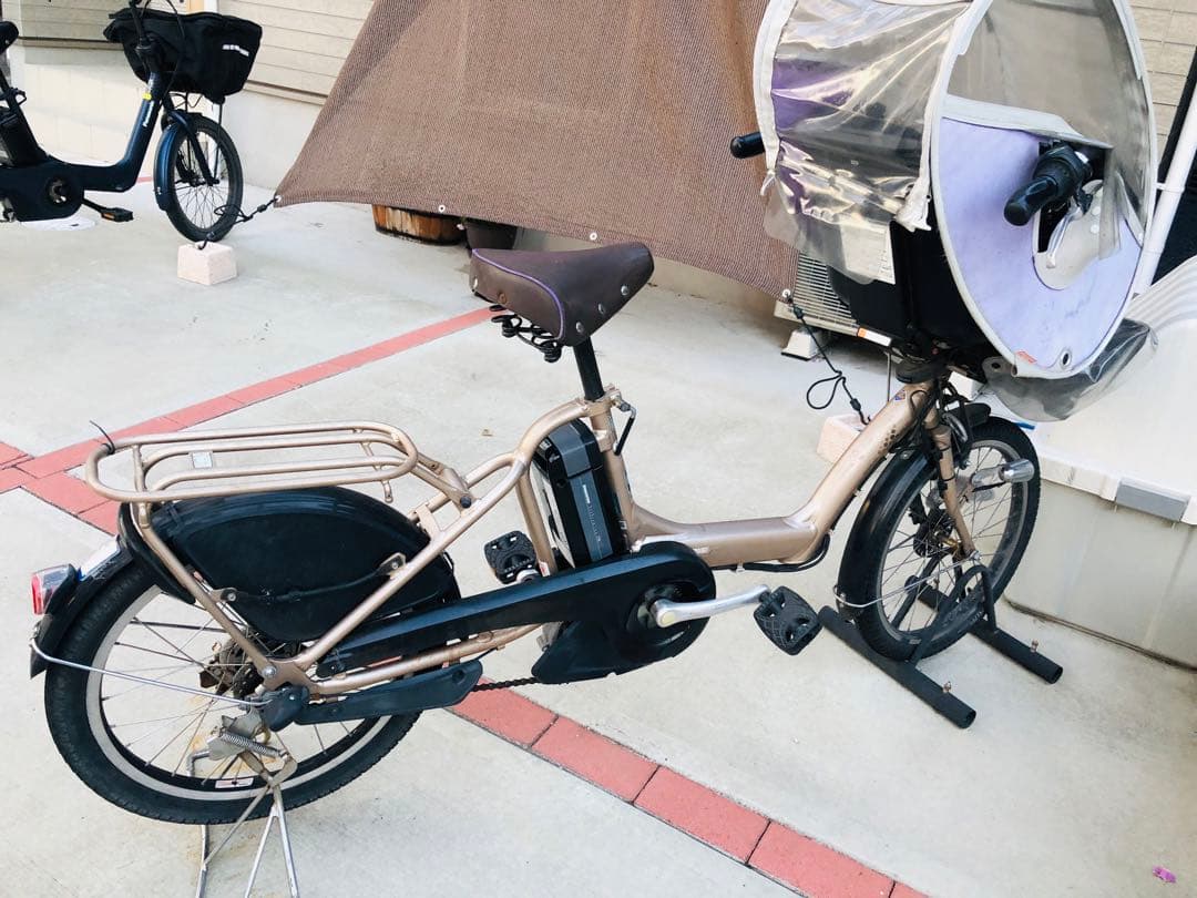 【ジャンク品】電動自転車 チャイルドシート付き ベージュ　直接引き渡し希望
