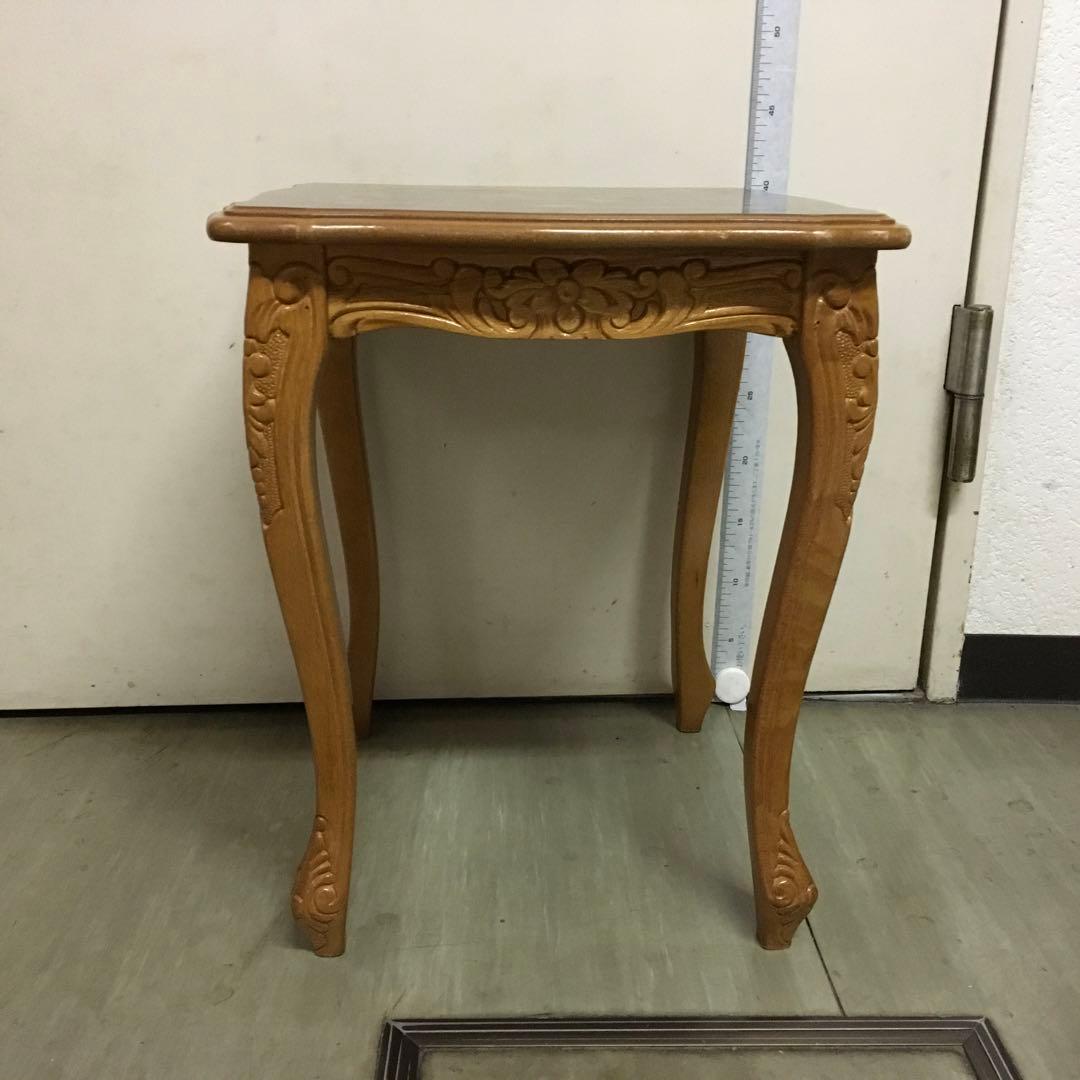 こうママ　木製サイドテーブル 装飾彫刻入り　大中小3個セット