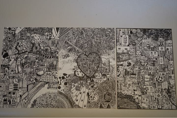 ボールペン画 原画3枚セット ゼンタングル