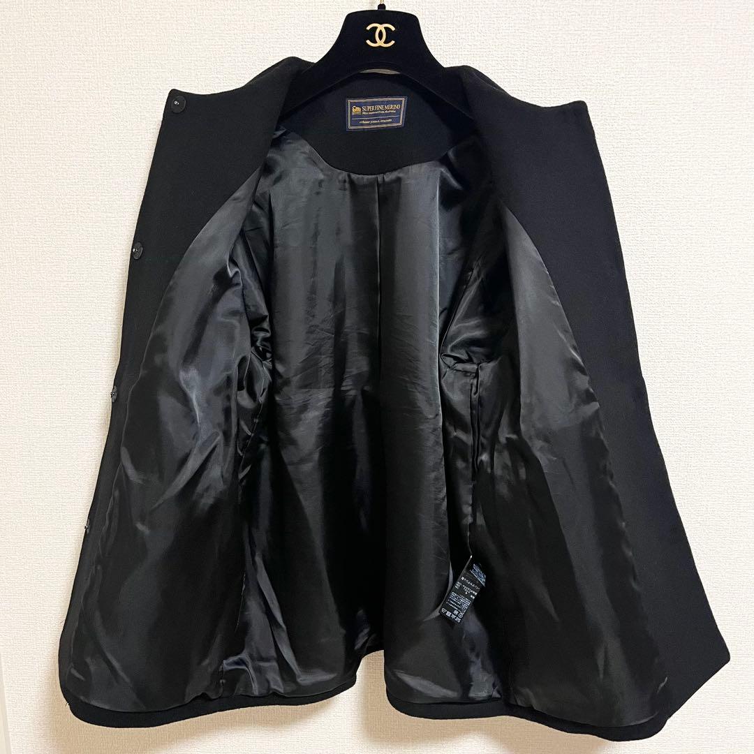 RELUME☆スーパーファインビーバークルーネックコート☆ブラック☆36