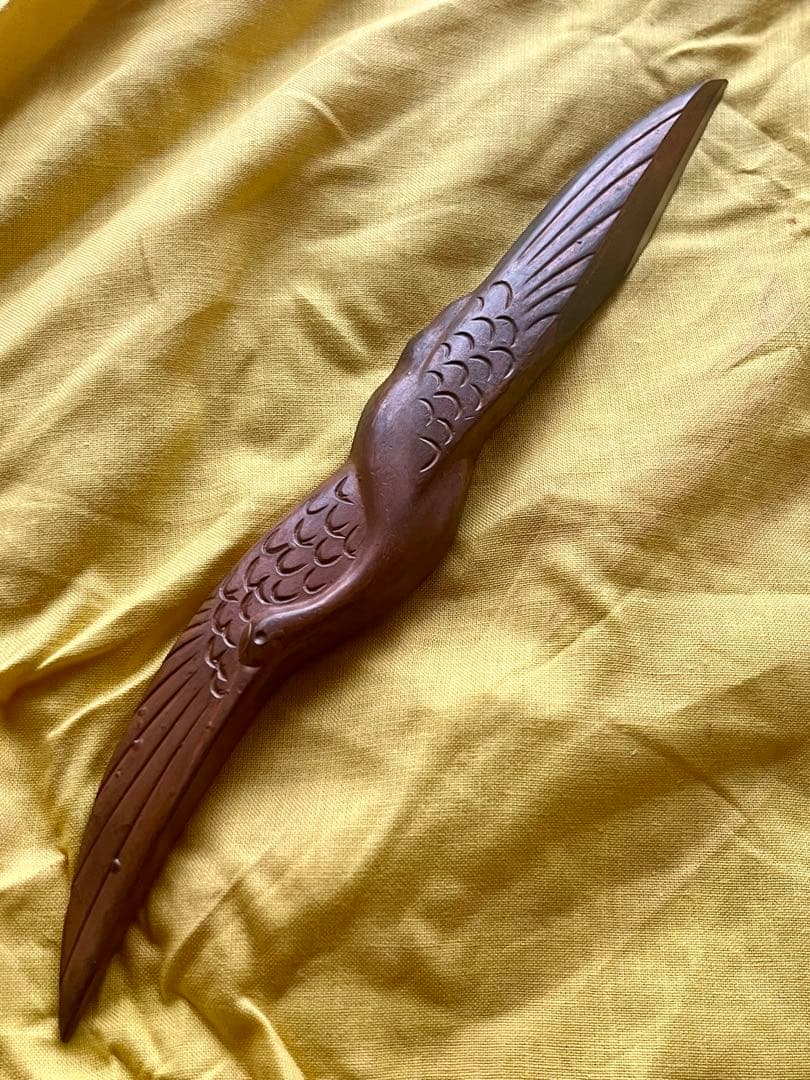 越後与板名工　石橋藤七 佩山作 鶴之図文鎮小刀