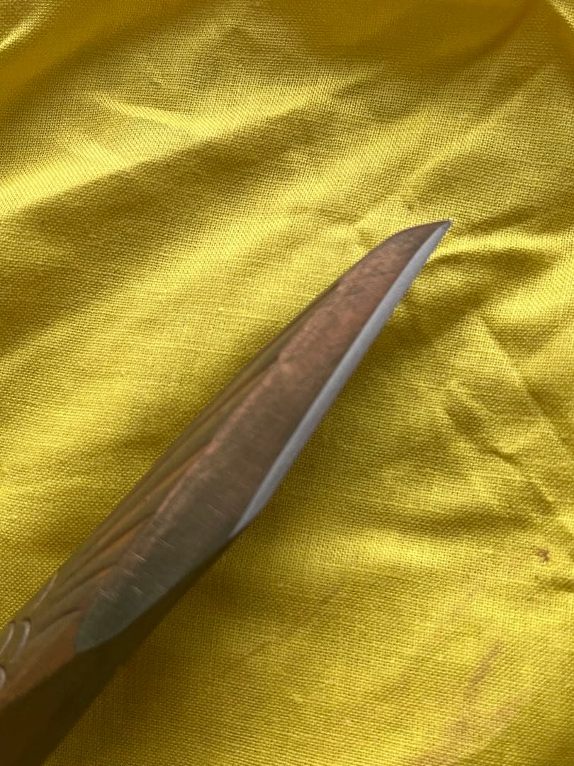 越後与板名工　石橋藤七 佩山作 鶴之図文鎮小刀