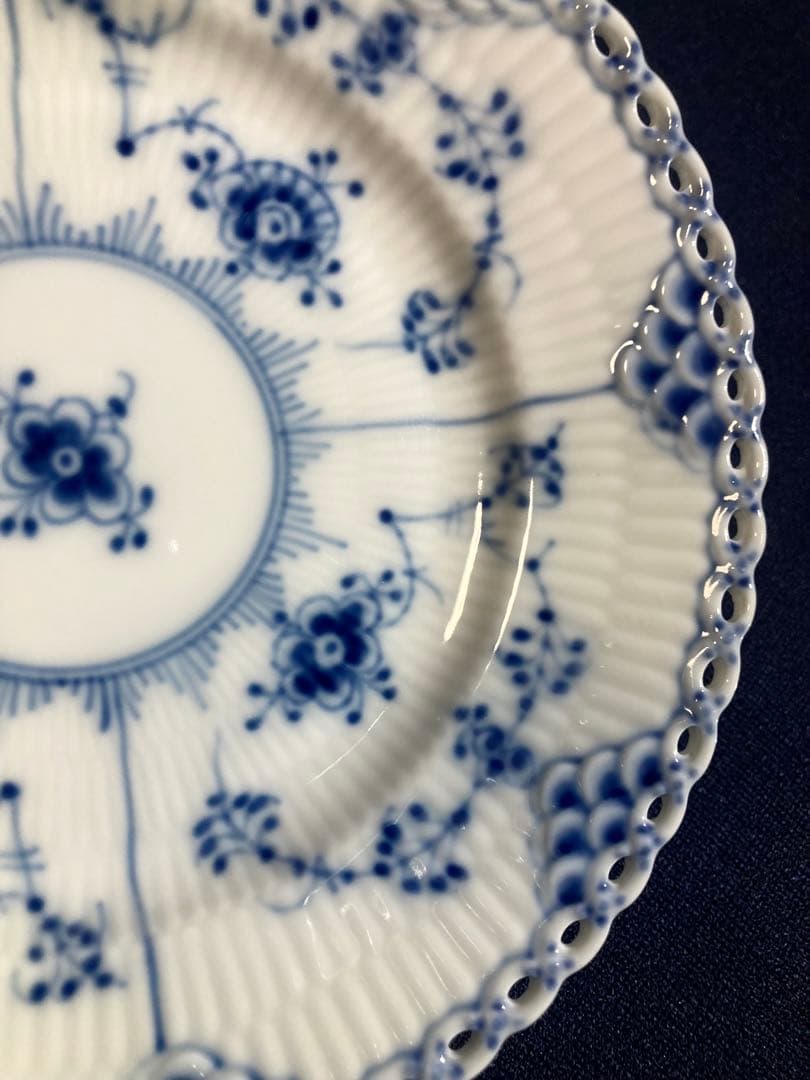 ロイヤルコペンハーゲンブルーフルーテッド フルレースプレート15㎝×6枚　綺麗