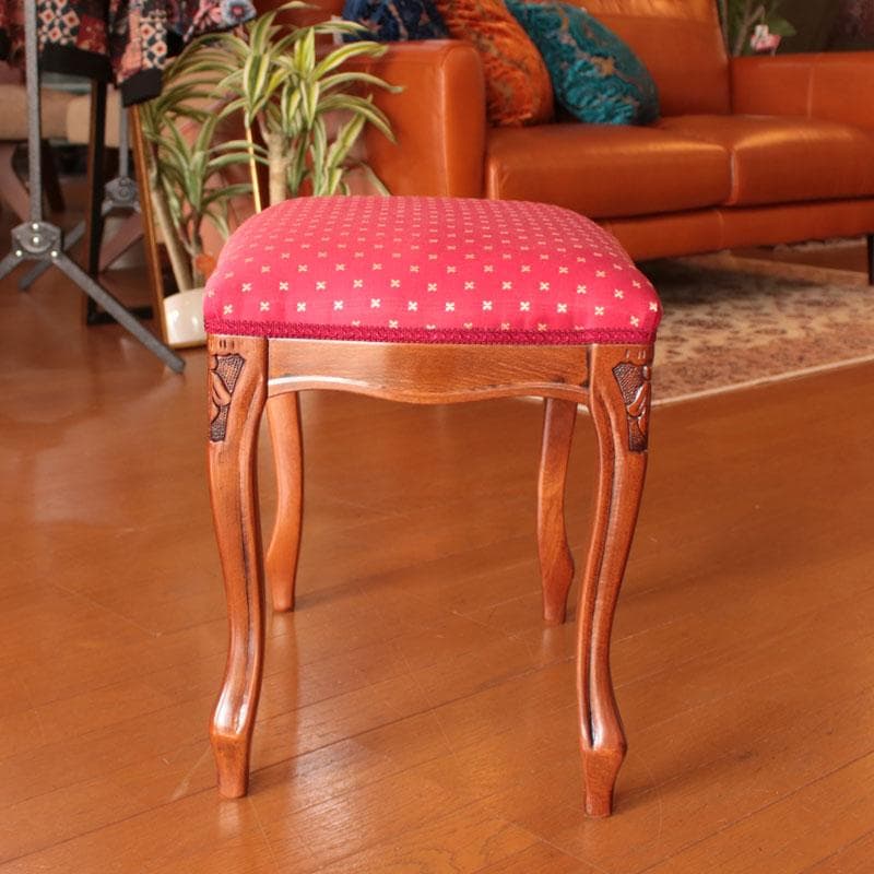 猫脚スツール レトロ風 赤 ヴィンテージ風 かわいい 222-1325-001