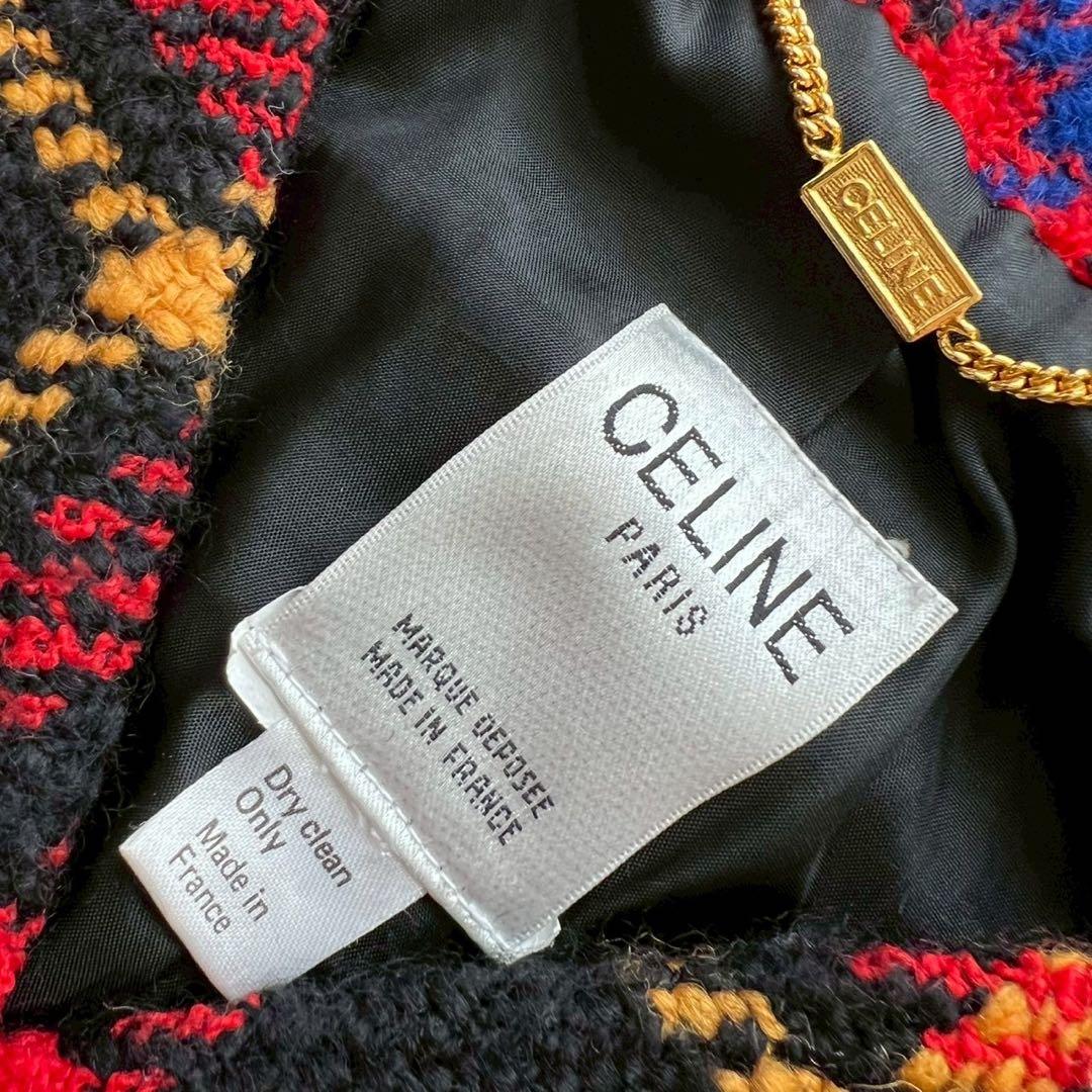 CELINE ヴィンテージ ツイードチェック トリオンフ金ボタンジャケット