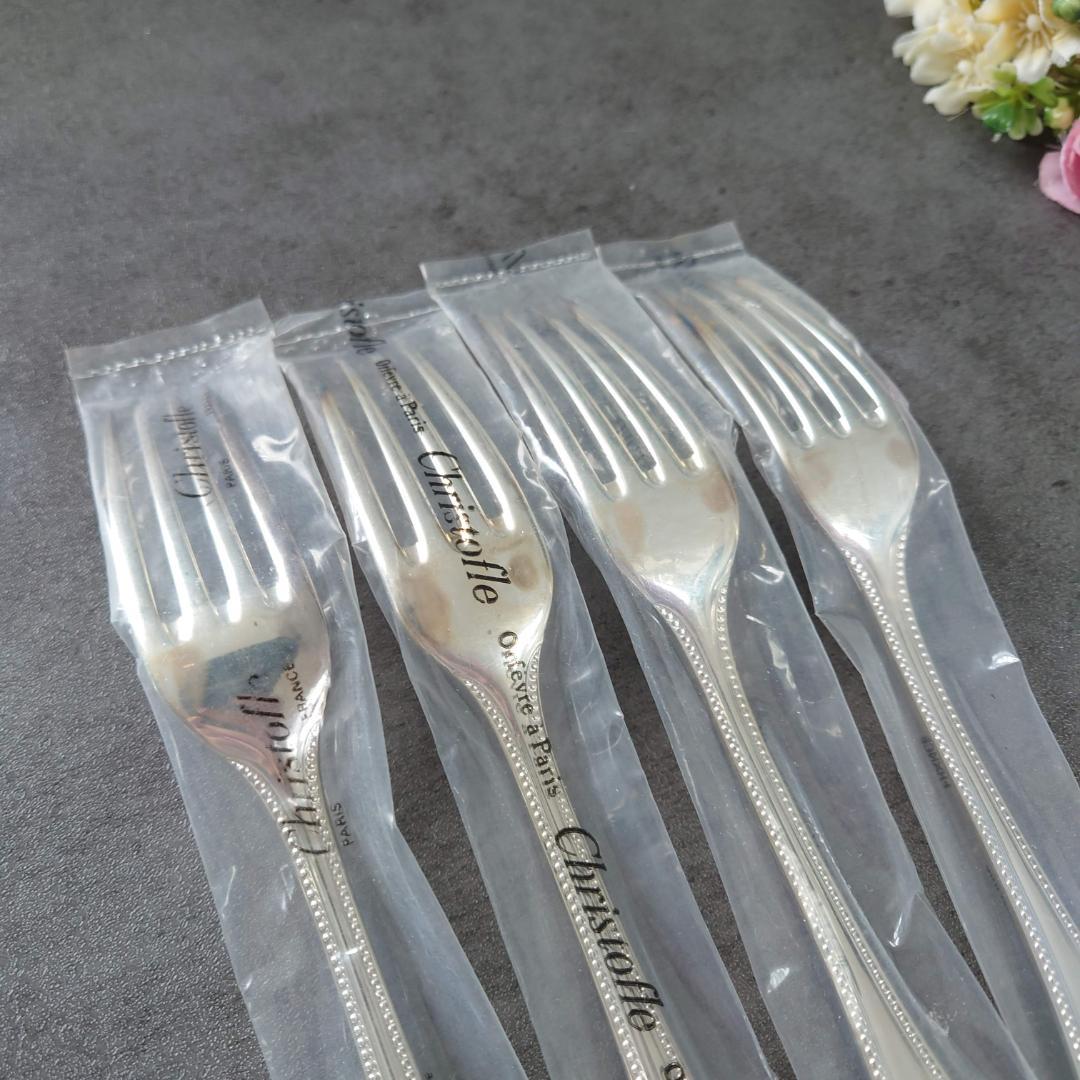 クリストフル パール 未開封 テーブルフォーク 4点