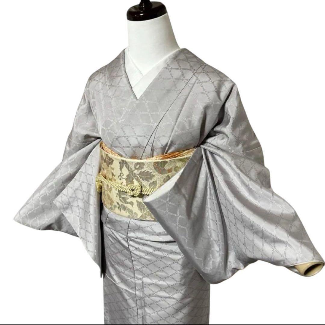 未使用近い　美品　袷　正絹　大島紬系　白山紬系　紋付　訪問着　フルセッ