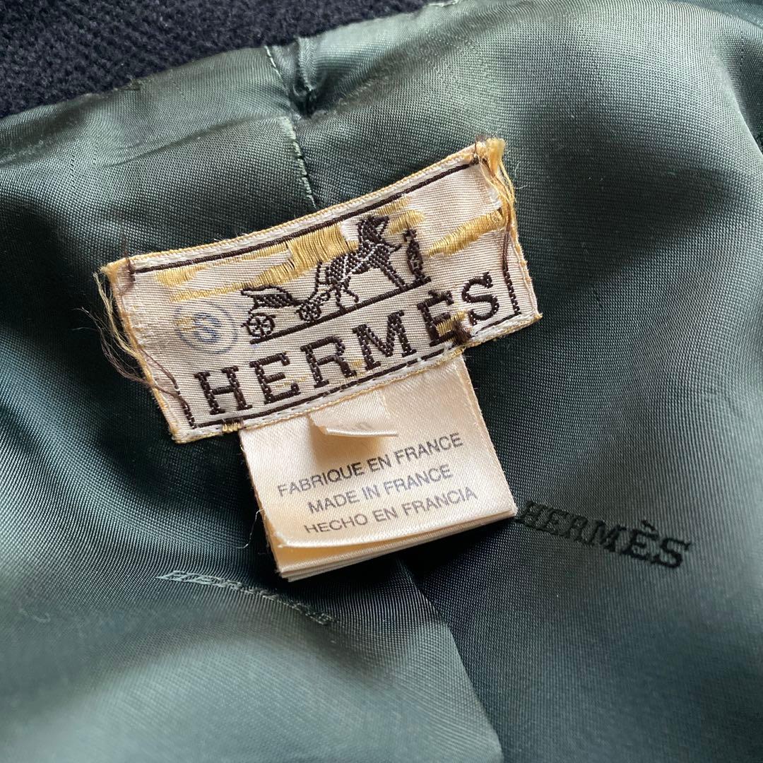 【希少】HERMES エルメス ダッフルコート ヴィンテージ 50 ブラック 黒