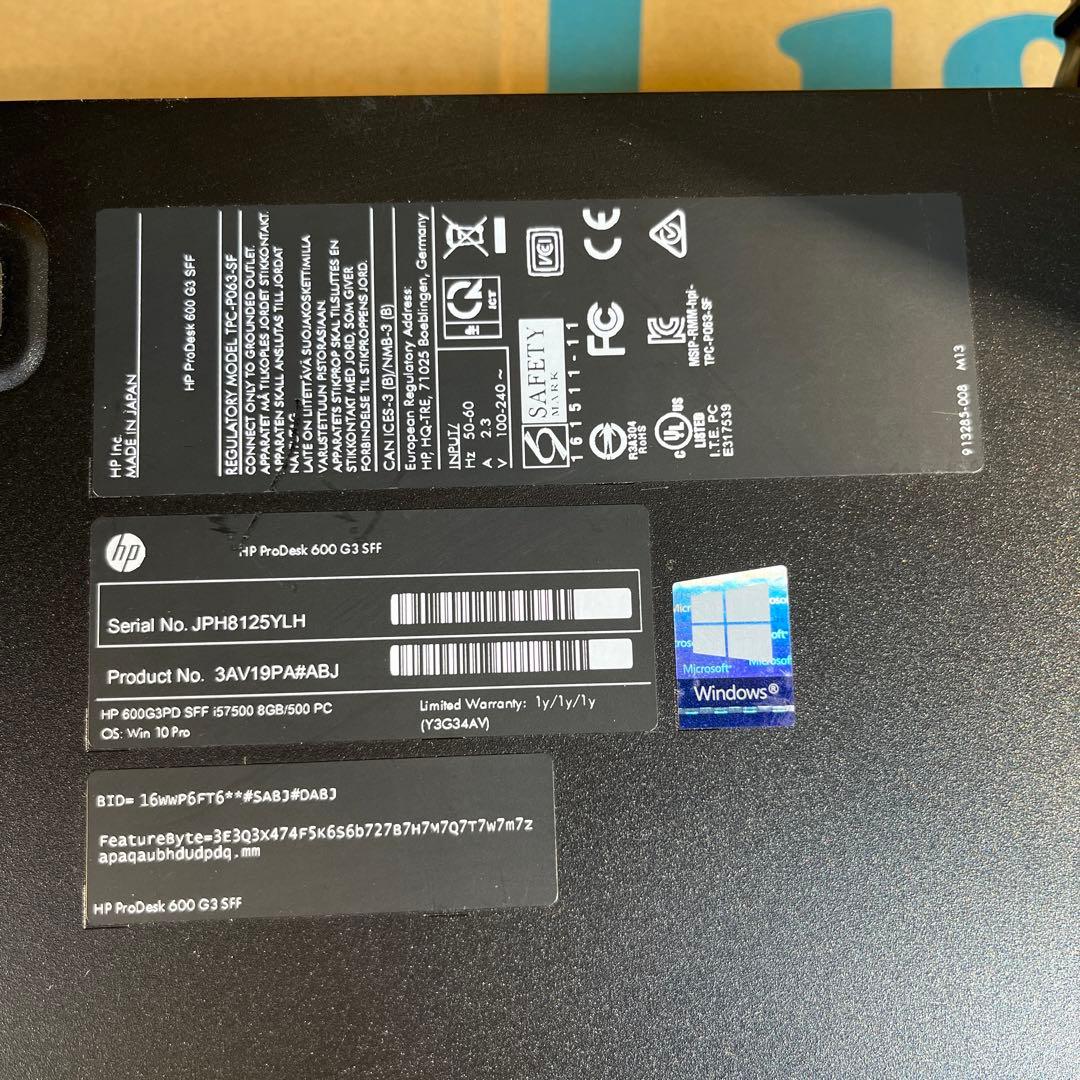 ジャンク hp ProDesk 600 G3 i5 パソコン デスクトップ