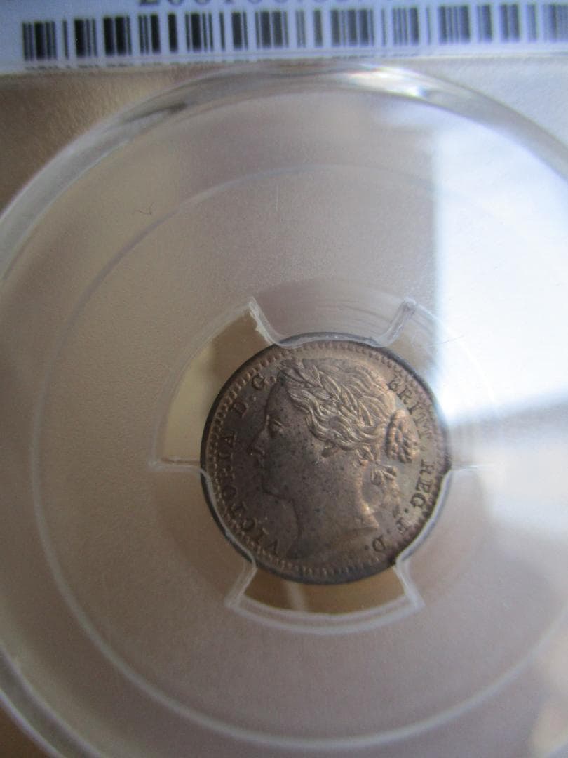ヴィクトリア女王　1/3 ファージング　銅貨　1881年　PCGS　MS63RB