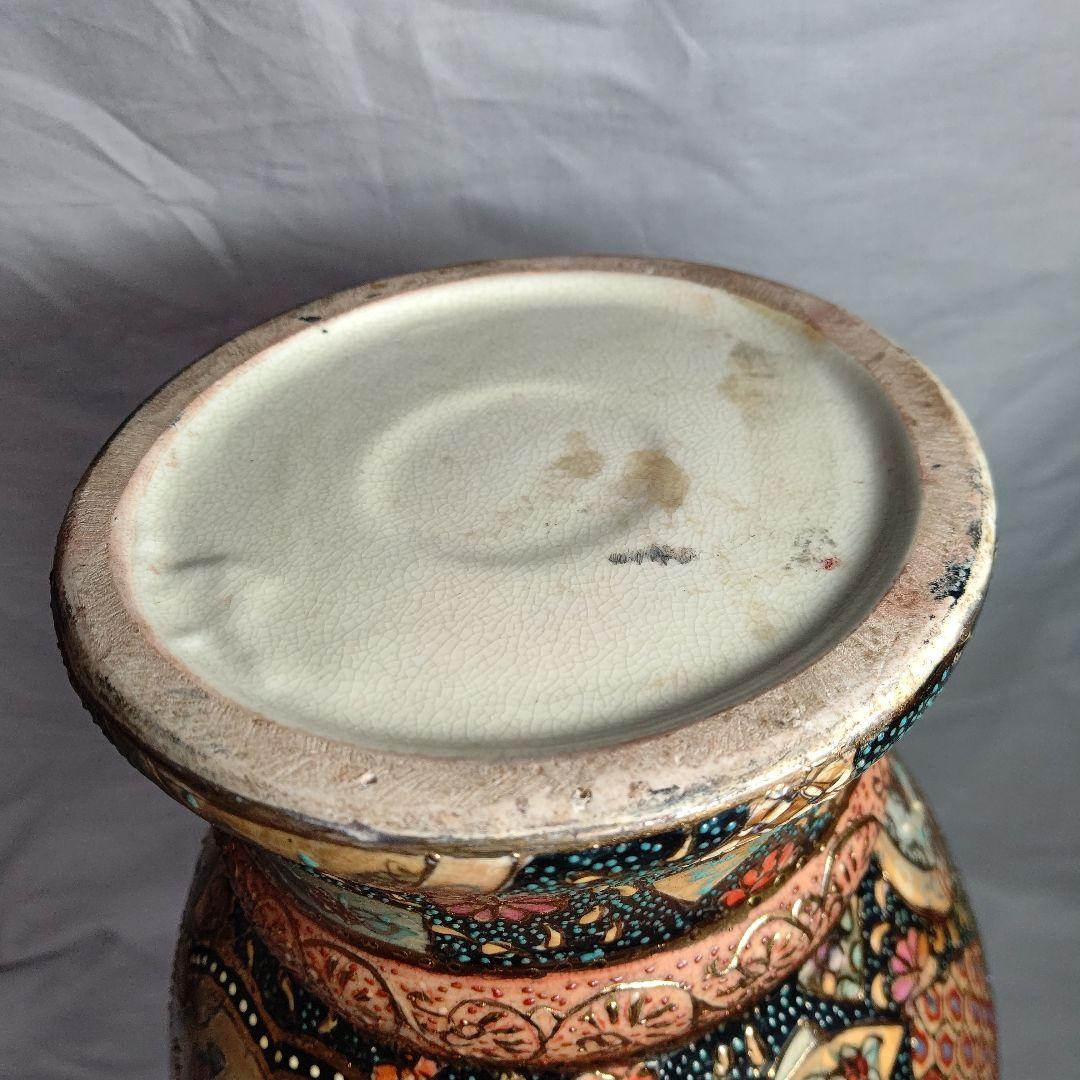 薩摩焼 武者芸者文花瓶 36cm