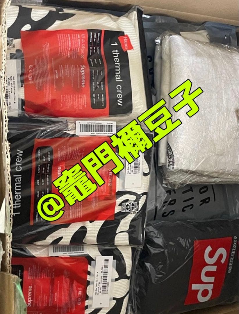 トップス Supreme Hanes Bones Thermal Crew Black M