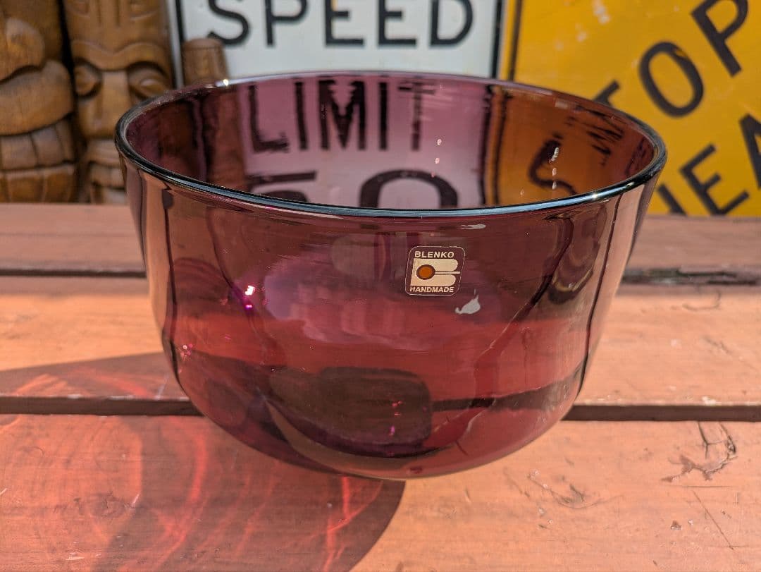 希少なヴィンテージ BLENKO ブレンコガラス　USA製　希少なアメジスト色