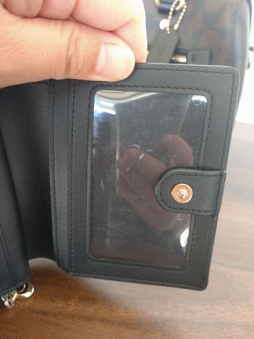 ☆いちページ☆ COACH 濃茶×ブラック　レザーバック＆財布セット