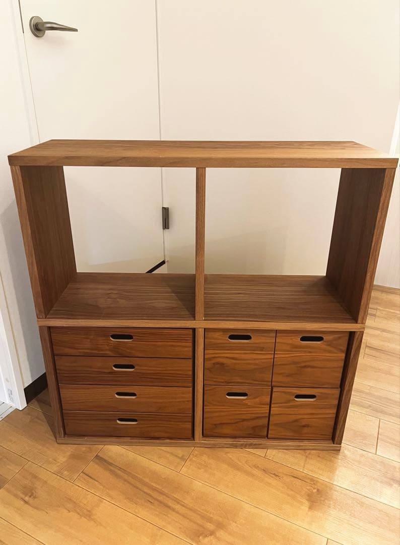 【無印良品】スタッキングシェルフ ＋ 引き出しチェストセット（ウォールナット材）