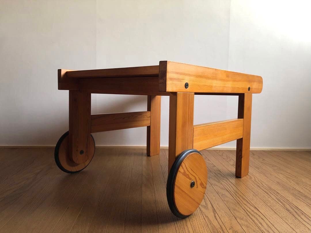 北欧ヴィンテージ スウェーデン製 パイン材 ワゴン トローリー サイドテーブル