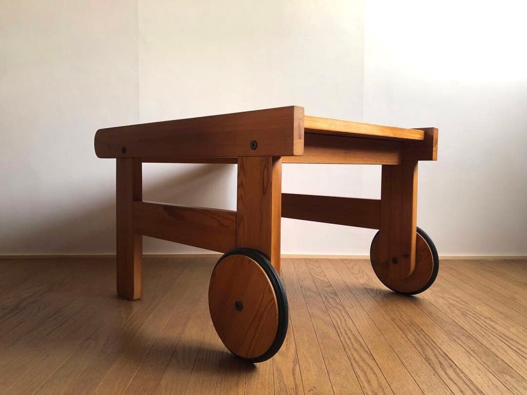 北欧ヴィンテージ スウェーデン製 パイン材 ワゴン トローリー サイドテーブル