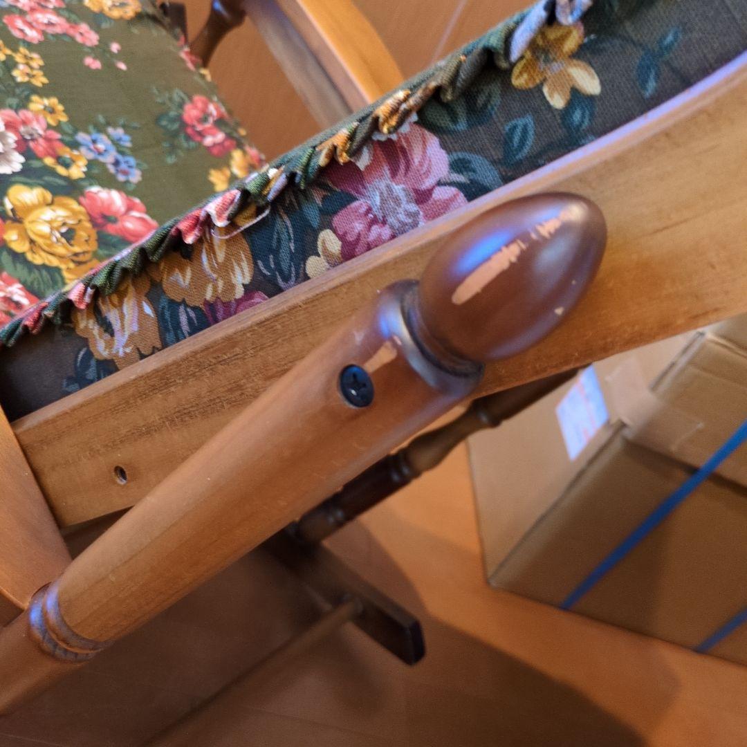 ビンテージ　東洋家具製　ロッキングチェア　オットマン付き　花柄　TOYO