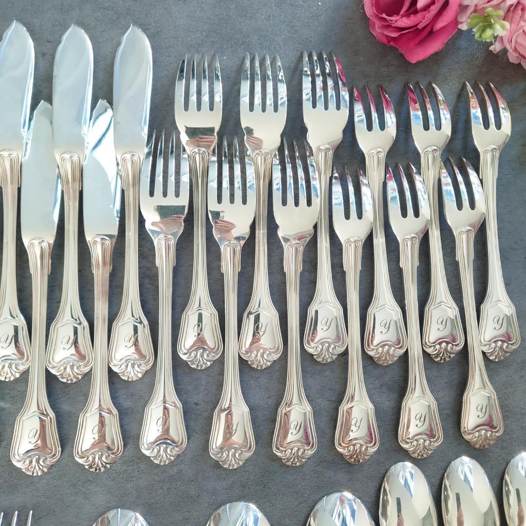 クリストフル ポートロイヤル54点ローマ字入り+ブールカトラリーレスト6点