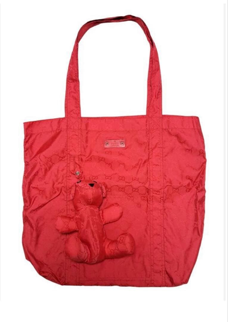 GUCCI グッチ エコバッグ テディベア トートバッグ ナイロン GG柄ピンク
