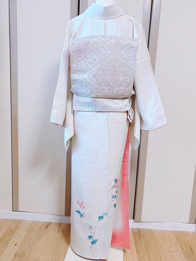極美品　訪問着　フルセット 本加賀友禅 裄70 卒業式　入学式　L LL 白