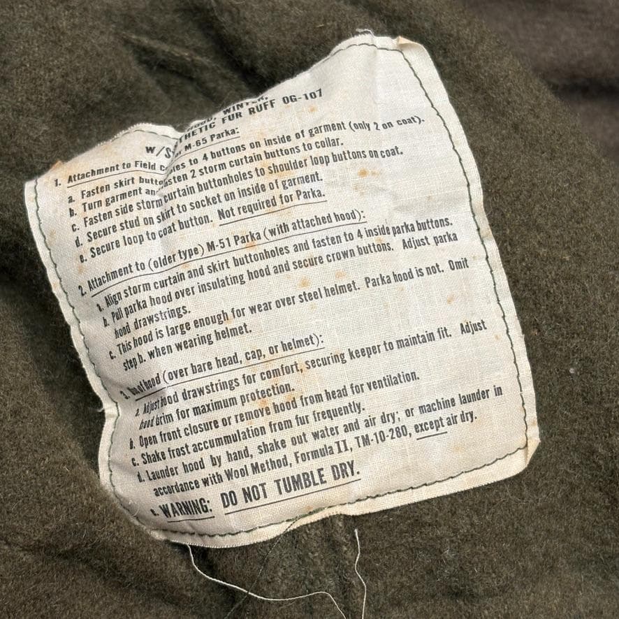 美品　M65　米軍実物　フィッシュテールパーカー　SCOVILLジップ