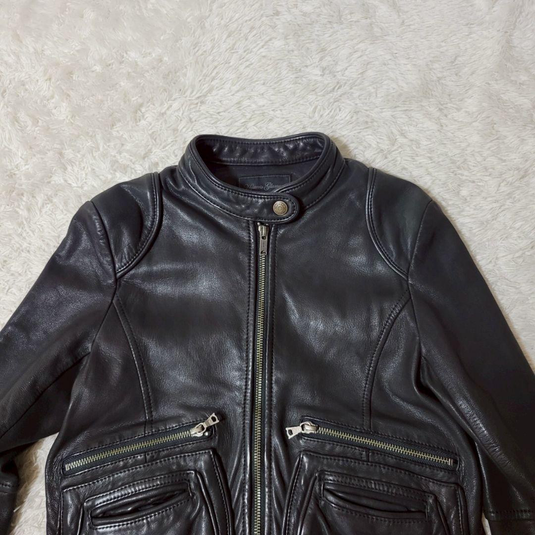 美品✨ヒステリックグラマー　シングルライダースレザージャケット　山羊革　ブラック