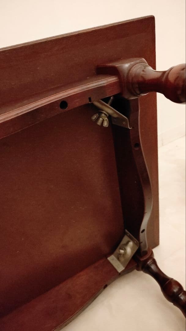 大理石風　ダークブラウン 木製テーブル 　アンティーク