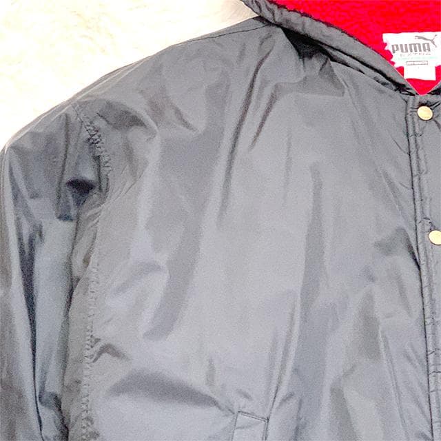 極美品✨️デカロゴ PUMA ベンチコート フリー ロング丈 黒・赤