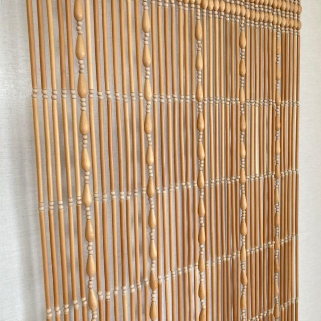 高島屋 珠のれん 玉すだれ 壁掛け ロング 大型 木製 当時物 昭和レトロ 新品