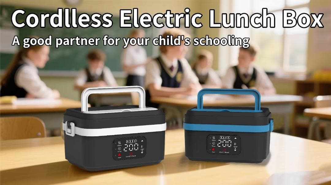 【新品】ポータブル電気加熱ランチボックス（1000ml大容量・充電対応）