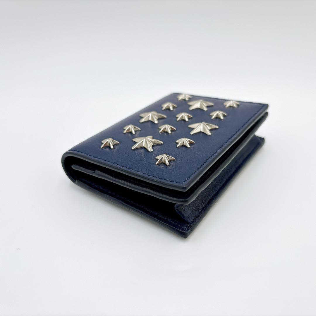 極美品 ＊ ジミーチュウ AYDEN スタースタッズ 名刺入れ ネイビー系