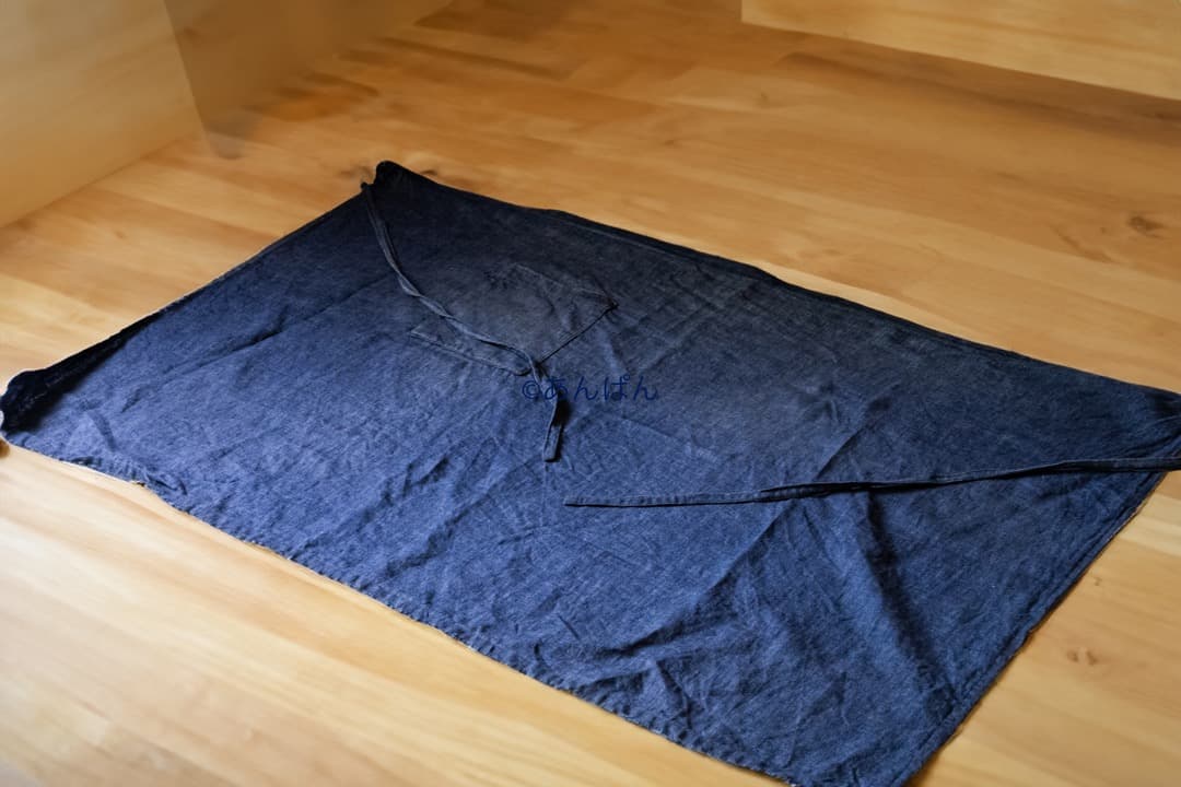 フランス購入 リトアニア リネン ソムリエ エプロン インディゴ 麻 作家もの