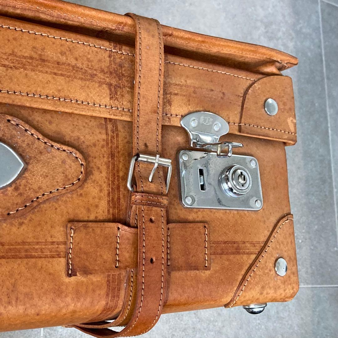 特大 ヴィンテージ 本皮 トランクケース 鍵付き レザートランク レトロ 古道具