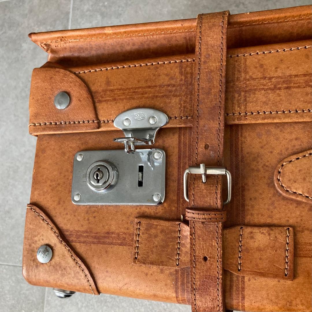 特大 ヴィンテージ 本皮 トランクケース 鍵付き レザートランク レトロ 古道具