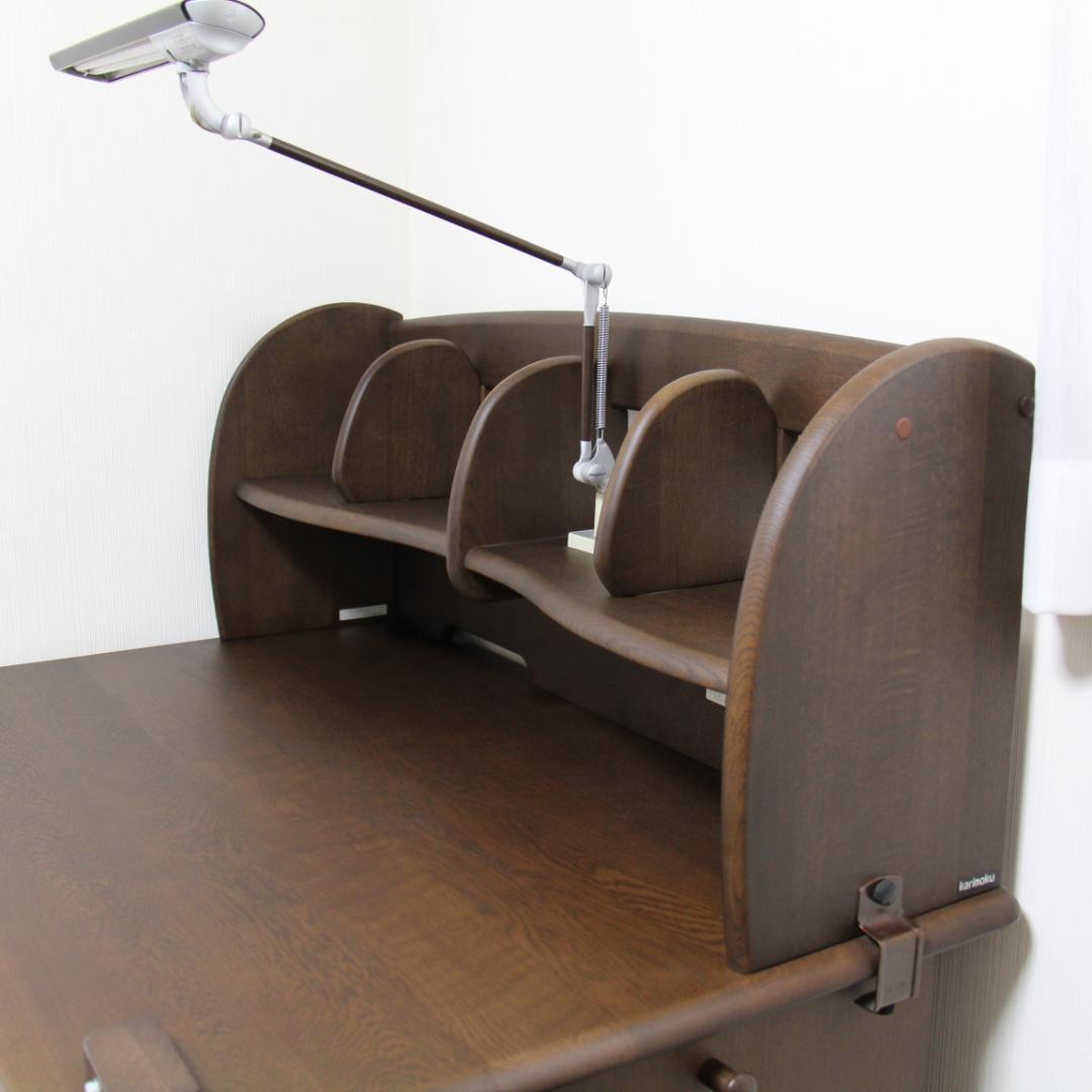 【美品】カリモク学習机（机・本棚＆ライト・椅子・ワゴン）4点セット①