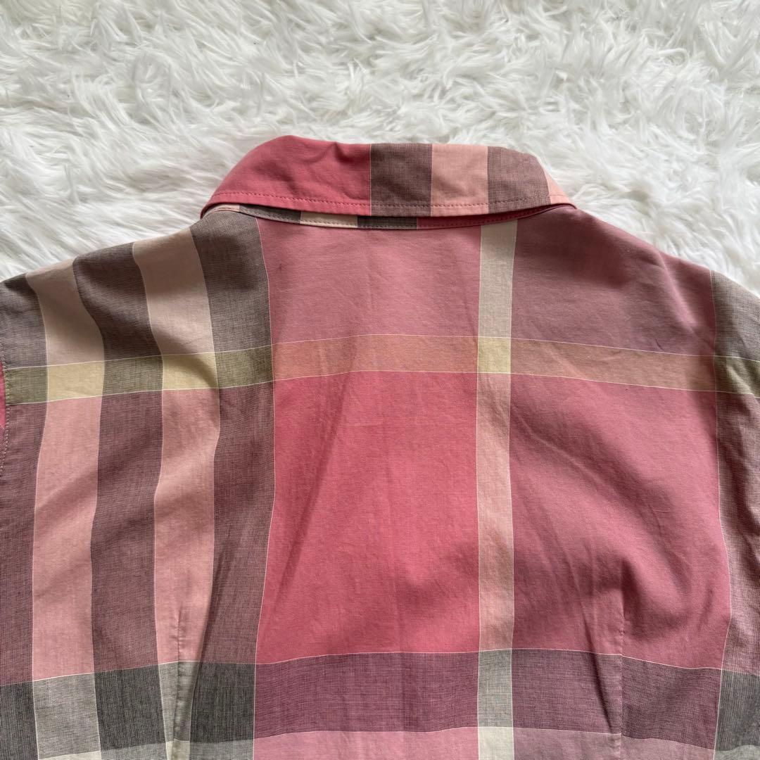 美品 BURBERRY バーバリーロンドン メガチェック シャツ ピンク 46