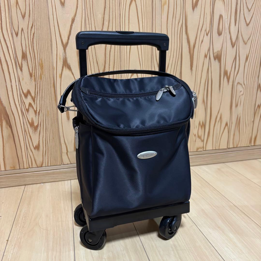 ブラックキャリーカート ナイロン製 伸縮式　SWANY ローラー４輪