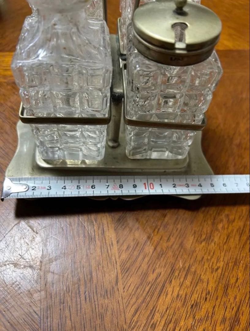 英国アンティーク　ガラス製調味料入れ