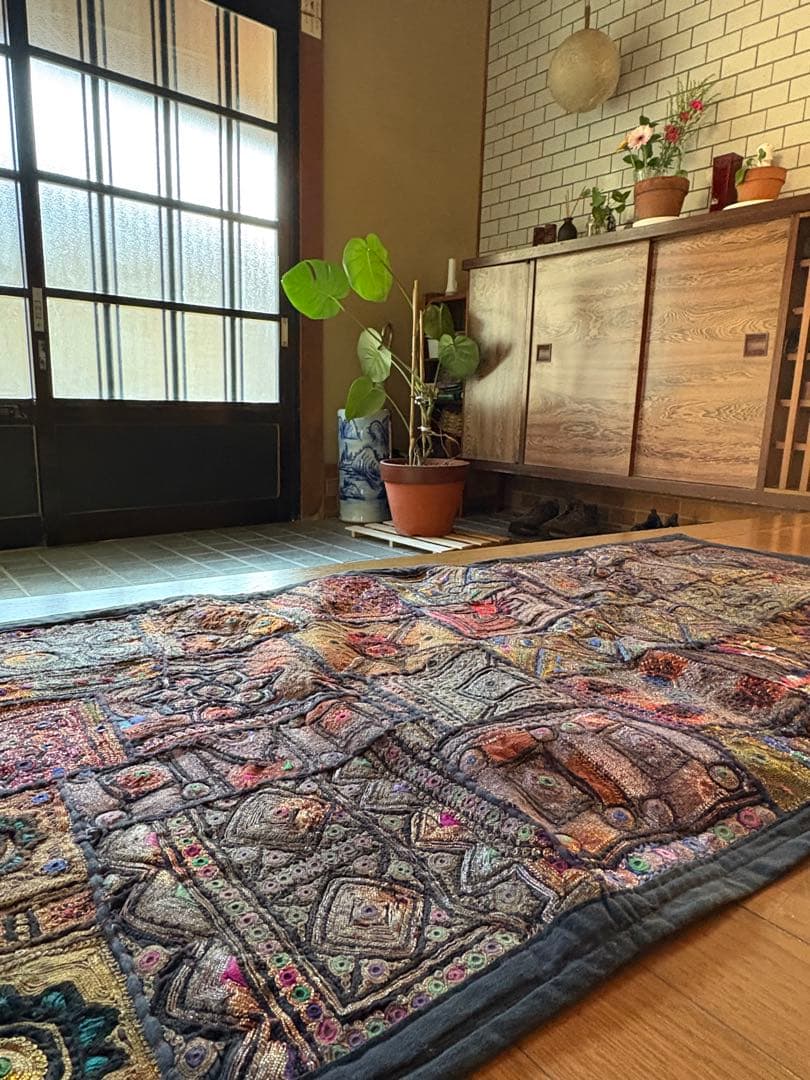 カリジャリ　インド　希少　ヴィンテージ　パッチワーク　古布　一点もの