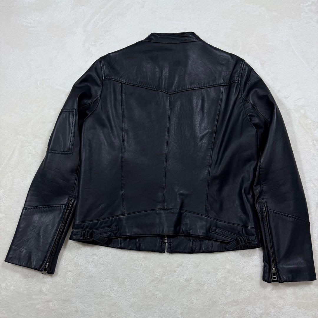 アンタイトル 大きい 2XL ラムレザー ノーカラー シングルライダース 黒