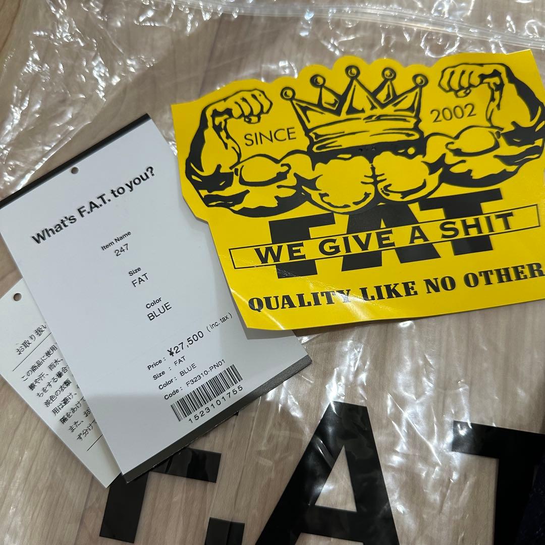 美品　FAT 247 ブルー デニム　ワイドパンツ