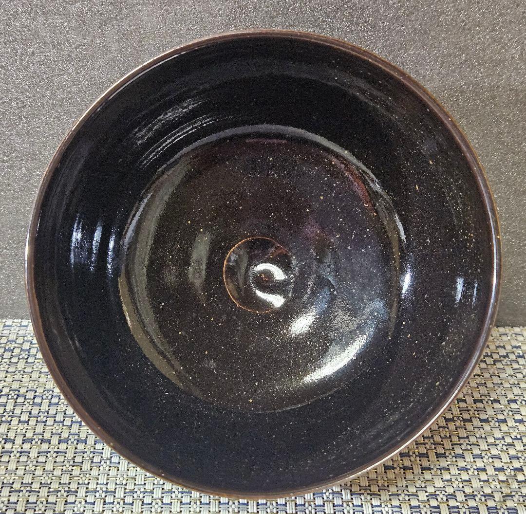 日展作家　三代 山澤松篁 造　京焼　清水焼　金彩色絵　着彩花菱帯文　茶碗　茶道具